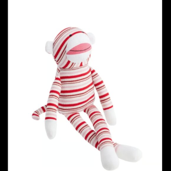 World Market Exclusive 22in Peppermint Striped Plush Stuffed Sock Monkey - Picture 1 of 5